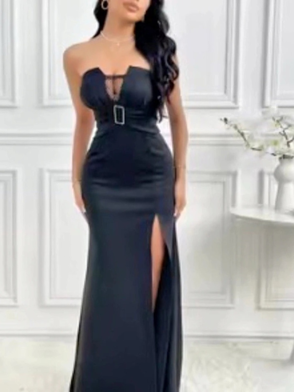 Cut Out Strapless Maxi Dress Black